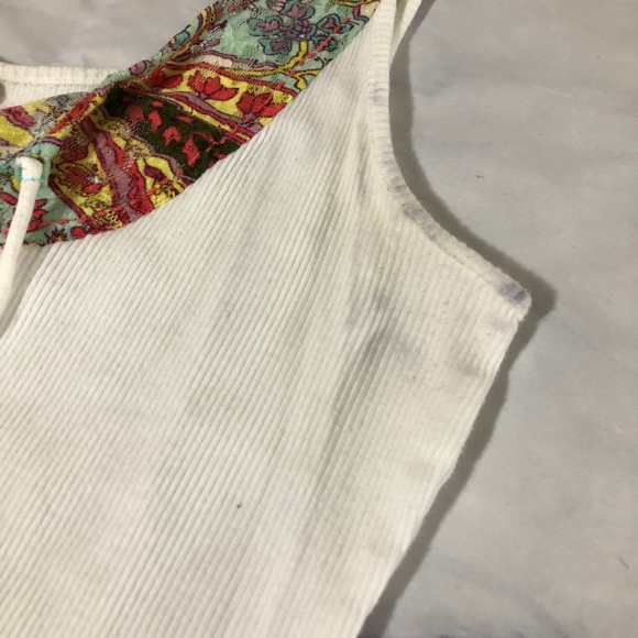 Free People White & Floral Neckline Tank Top - Picture 3 of 7